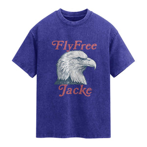 Fly Free Jackie Bald Eagle Memorial Washed Cotton T-Shirt