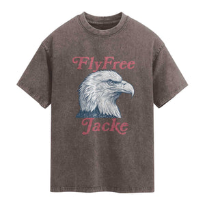 Fly Free Jackie Bald Eagle Memorial Washed Cotton T-Shirt