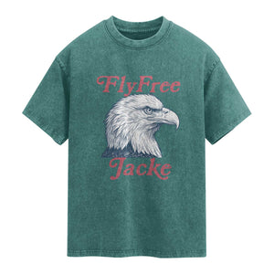 Fly Free Jackie Bald Eagle Memorial Washed Cotton T-Shirt