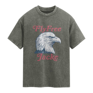Fly Free Jackie Bald Eagle Memorial Washed Cotton T-Shirt