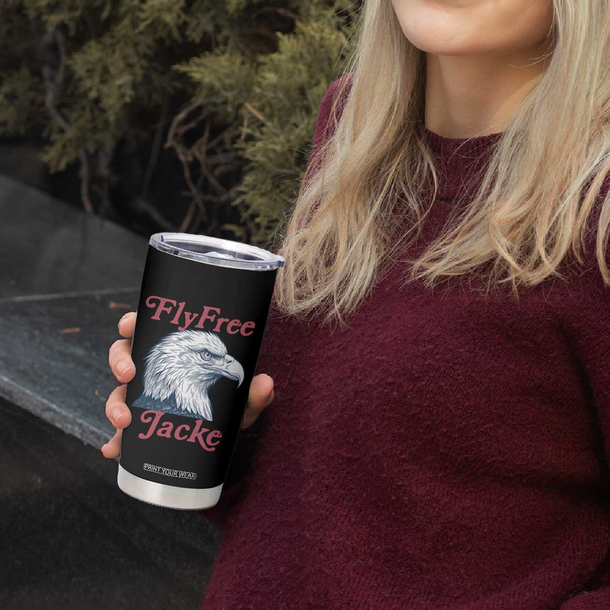 Fly Free Jackie Bald Eagle Memorial Tumbler Cup
