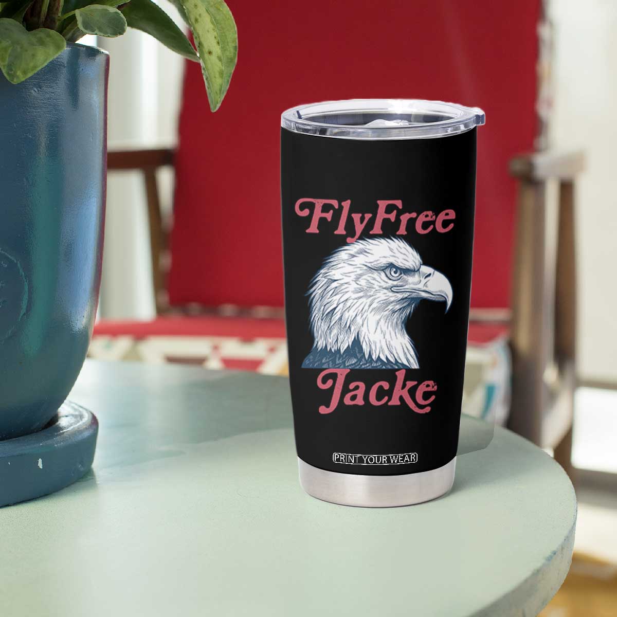 Fly Free Jackie Bald Eagle Memorial Tumbler Cup