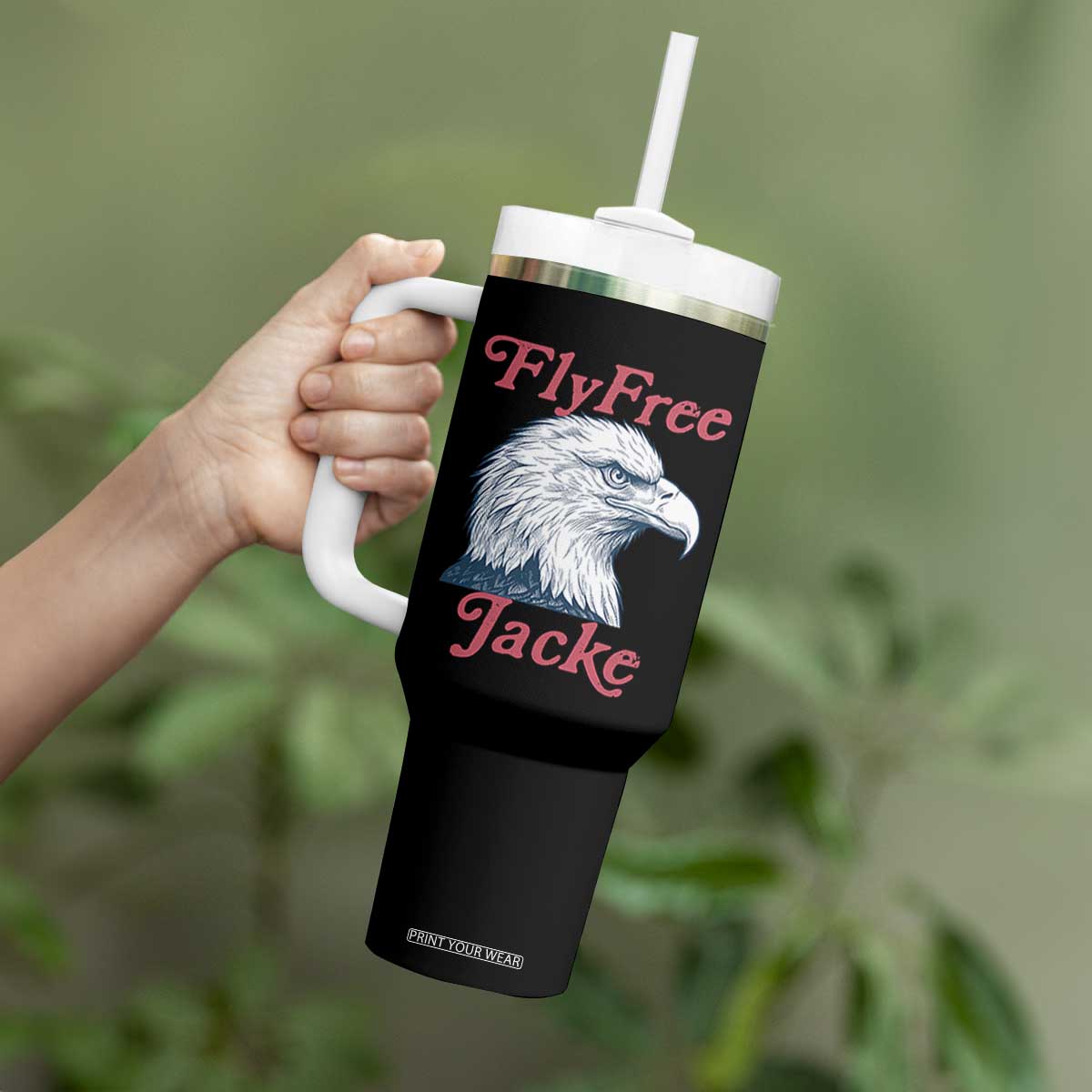 Fly Free Jackie Bald Eagle Memorial Tumbler With Handle