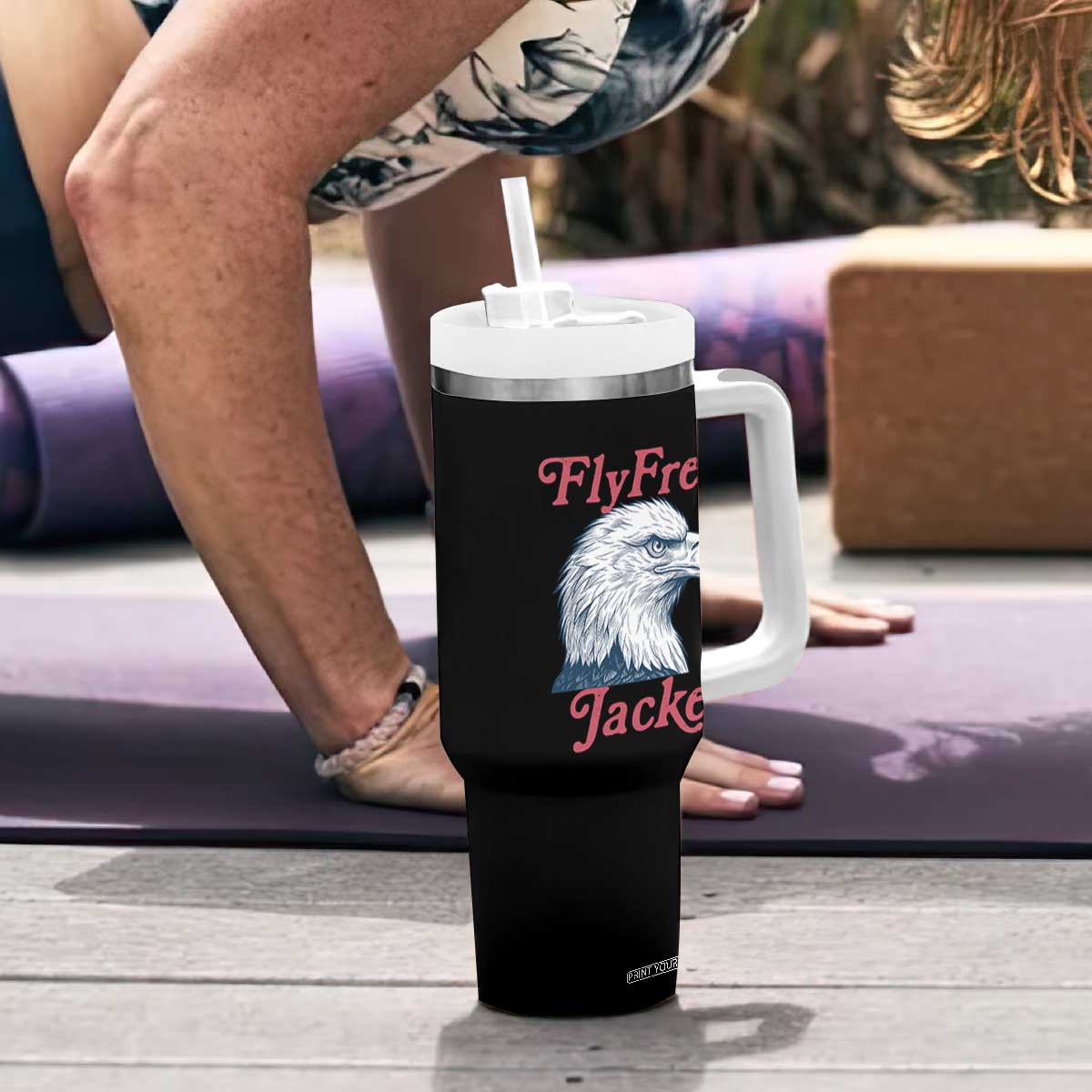 Fly Free Jackie Bald Eagle Memorial Tumbler With Handle