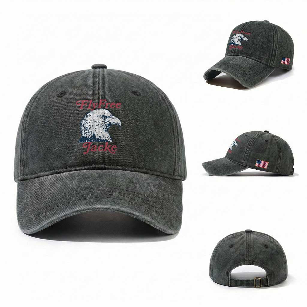 Fly Free Jackie Bald Eagle Memorial Washed Cotton Baseball Cap