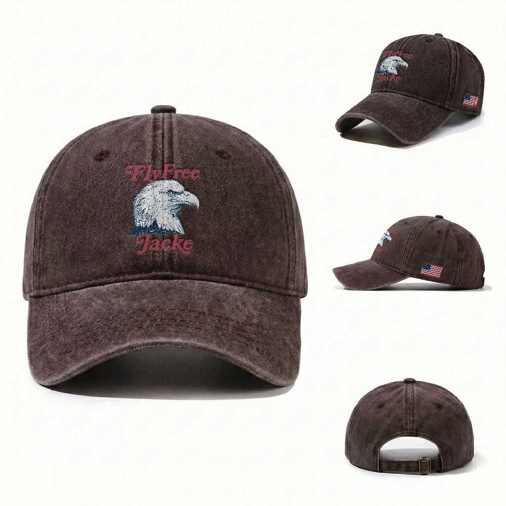 Fly Free Jackie Bald Eagle Memorial Washed Cotton Baseball Cap