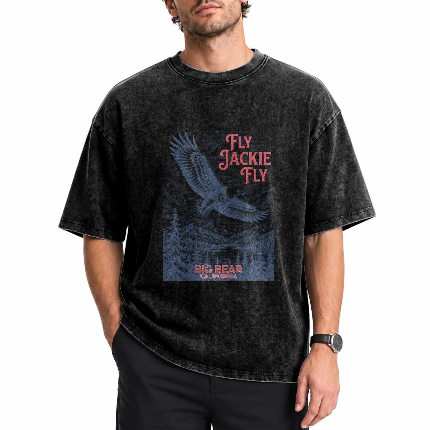 Jackie The Big Bear Eagle Supports California Wildlife Washed Cotton T-Shirt