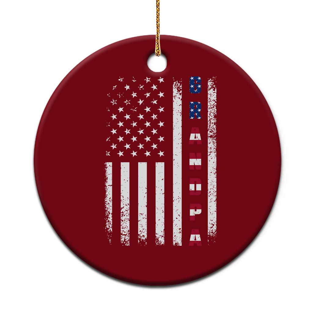 Grandpa Vintage USA Flag Patriotic 4th of July Ceramic Ornament
