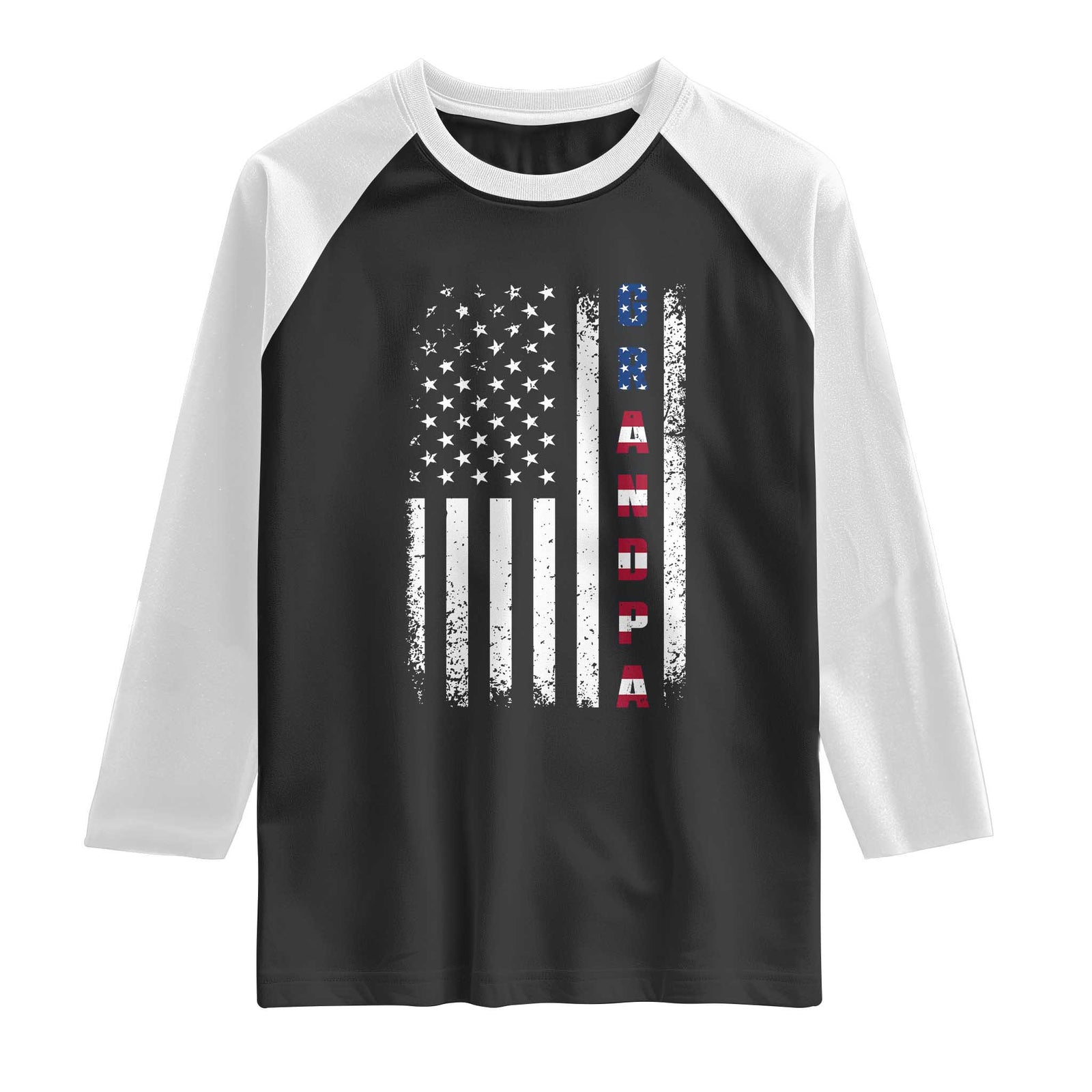 Grandpa Vintage USA Flag Patriotic 4th of July Raglan Shirt