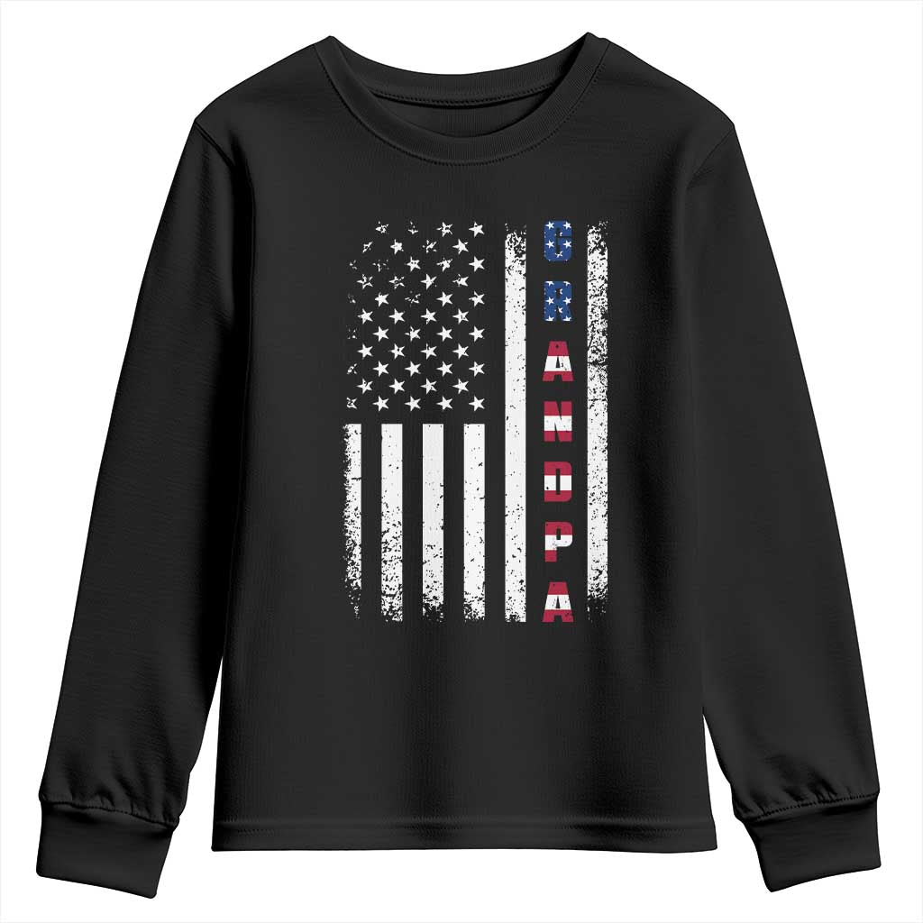 Grandpa Vintage USA Flag Patriotic 4th of July Youth Sweatshirt
