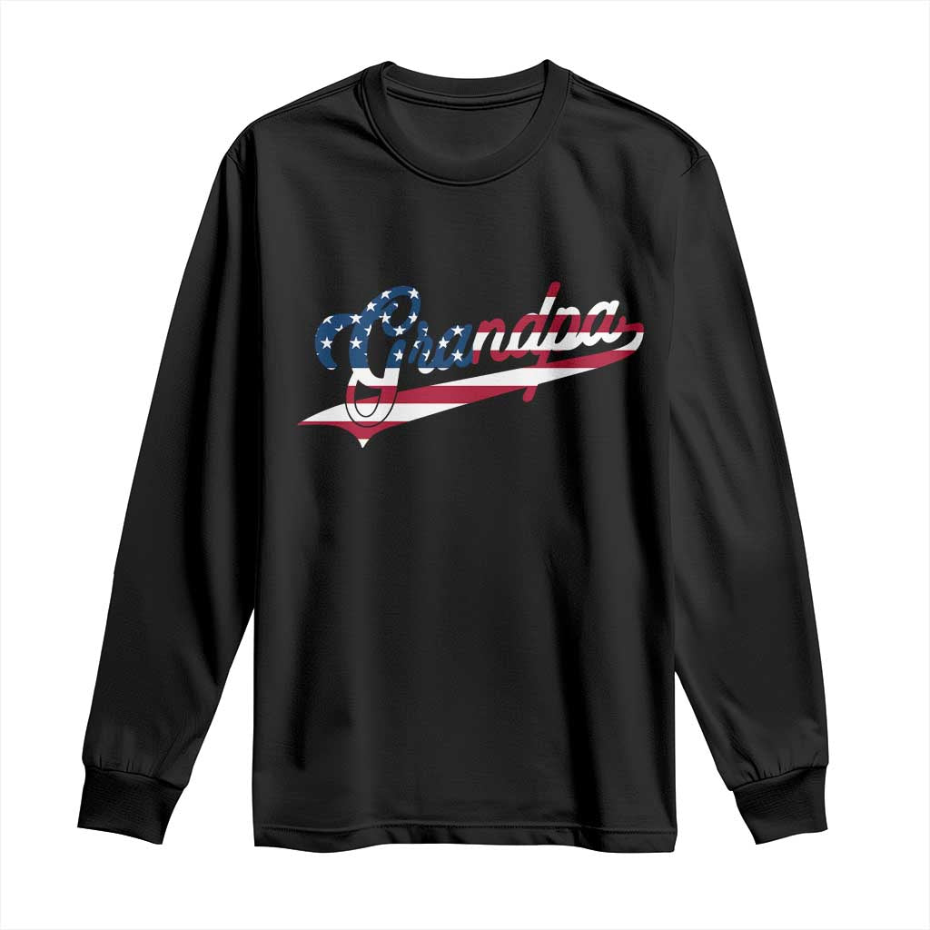 Grandpa Bold Patriotic American Flag Father’s Day Grandpa Long Sleeve Shirt