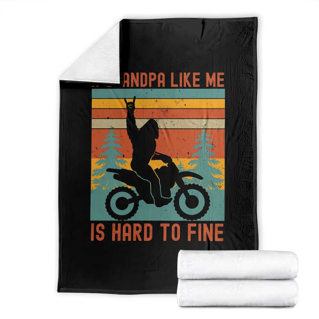 A Grandpa Like Me is Hard to Find Throw Blanket Dirt Bike Grandpa Bigfoot Sasquatch Dirt Biking Motocross