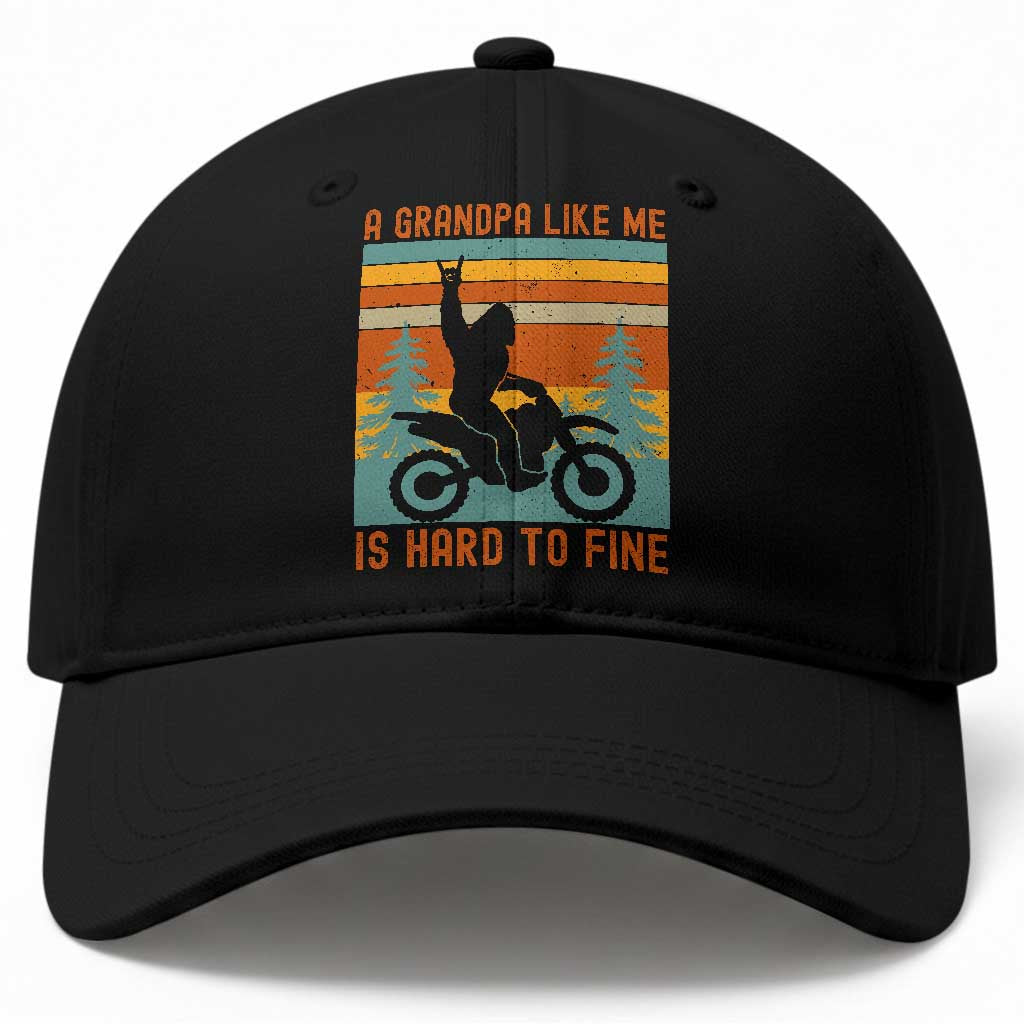 A Grandpa Like Me is Hard to Find Baseball Cap Dirt Bike Grandpa Bigfoot Sasquatch Dirt Biking Motocross