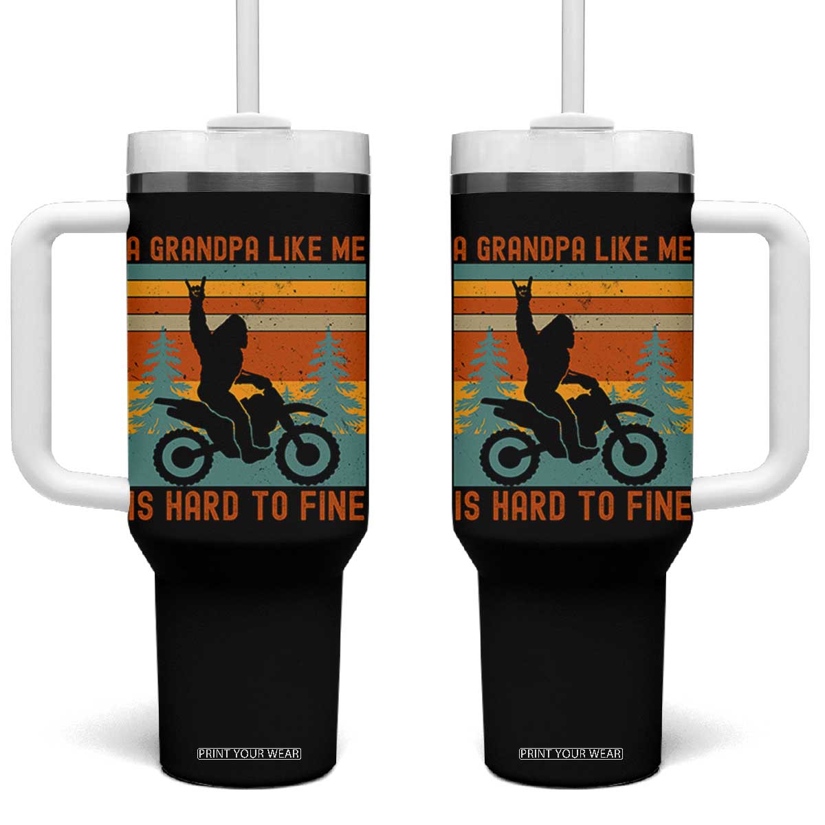 A Grandpa Like Me is Hard to Find Tumbler With Handle Dirt Bike Grandpa Bigfoot Sasquatch Dirt Biking Motocross