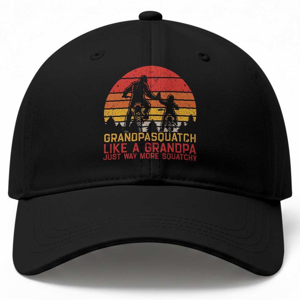 Retro Bigfoot Grandpa Dirt Bike Squatch Like A Granpa Fathers Day Baseball Cap