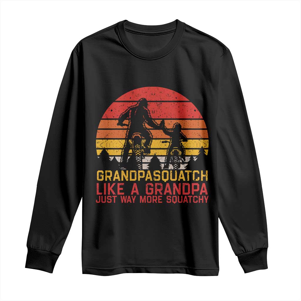 Retro Bigfoot Grandpa Dirt Bike Squatch Like A Granpa Fathers Day Long Sleeve Shirt