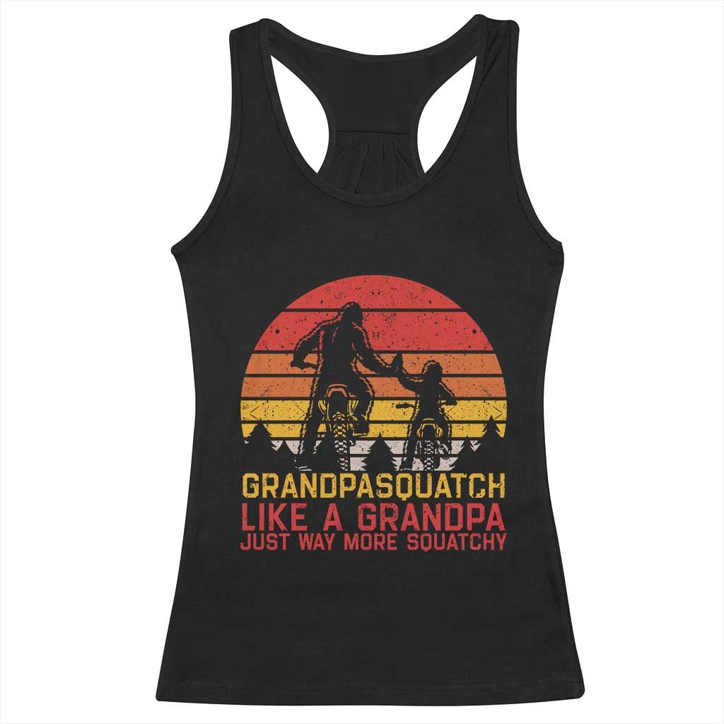 Retro Bigfoot Grandpa Dirt Bike Squatch Like A Granpa Fathers Day Racerback Tank Top