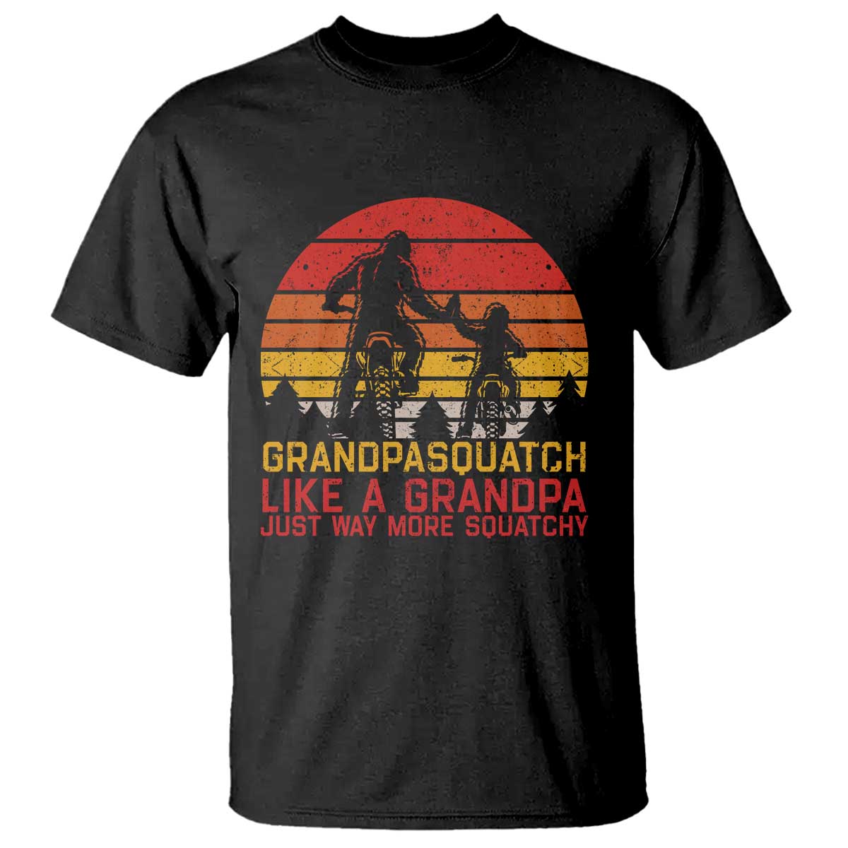 Retro Bigfoot Grandpa Dirt Bike Squatch Like A Granpa Fathers Day T Shirt