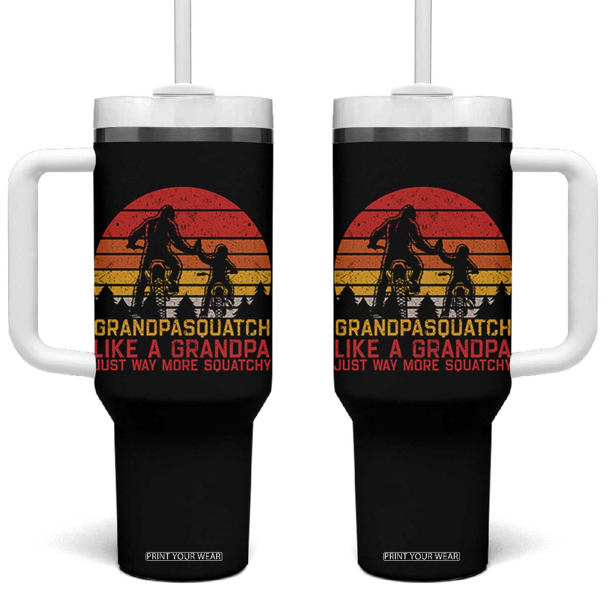 Retro Bigfoot Grandpa Dirt Bike Squatch Like A Granpa Fathers Day Tumbler With Handle
