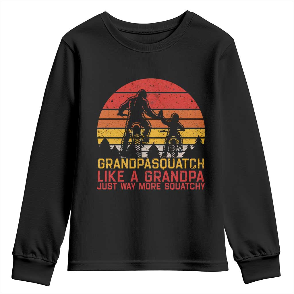 Retro Bigfoot Grandpa Dirt Bike Squatch Like A Granpa Fathers Day Youth Sweatshirt