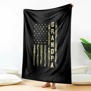 Camo Grandpa Camourflage USA Flag Fathers Day Throw Blanket