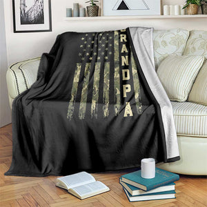 Camo Grandpa Camourflage USA Flag Fathers Day Throw Blanket