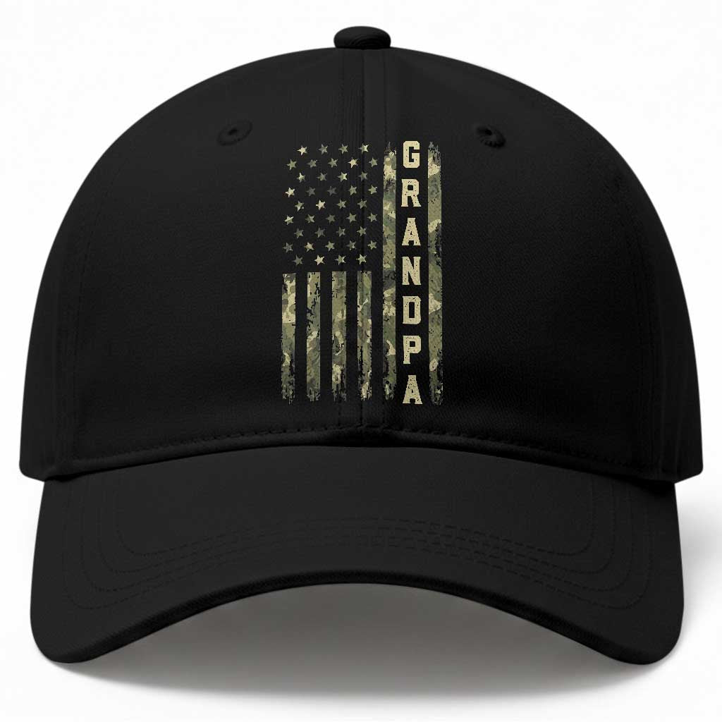 Camo Grandpa Camourflage USA Flag Fathers Day Baseball Cap