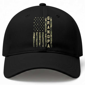Camo Grandpa Camourflage USA Flag Fathers Day Baseball Cap