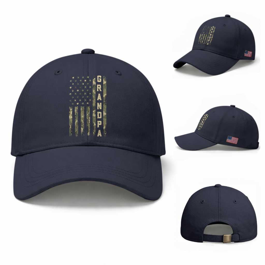 Camo Grandpa Camourflage USA Flag Fathers Day Baseball Cap