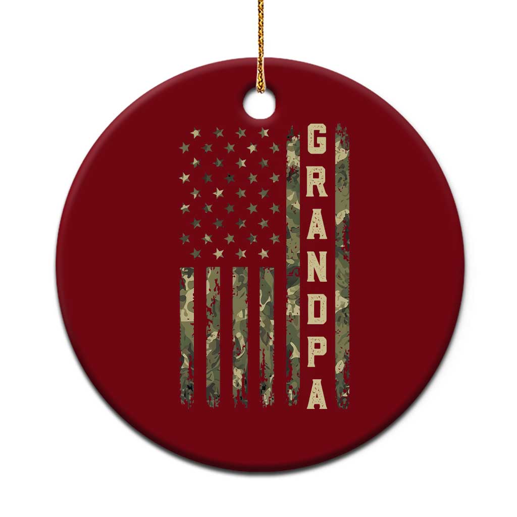 Camo Grandpa Camourflage USA Flag Fathers Day Ceramic Ornament
