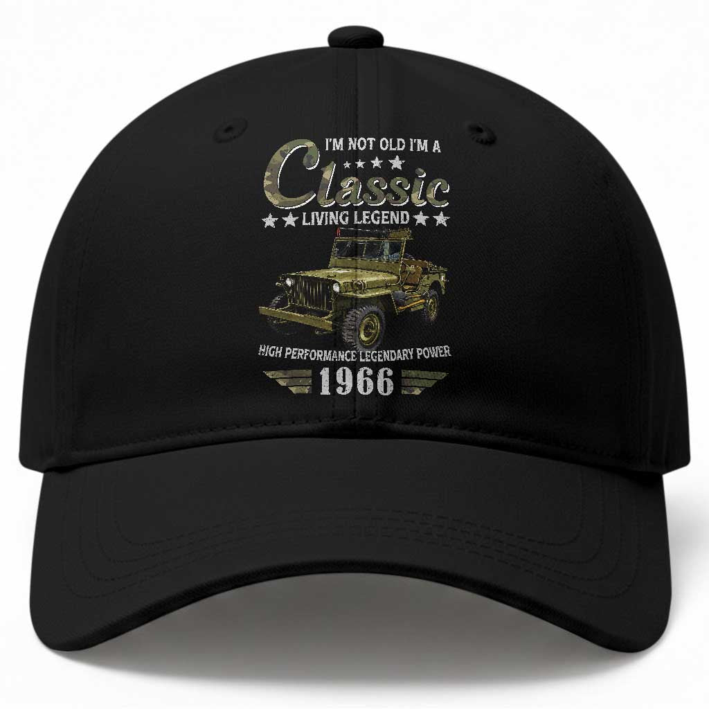 60th Birthday Classic Car For Legends Born In 1966 Baseball Cap Vintage WWII Military Vehicle