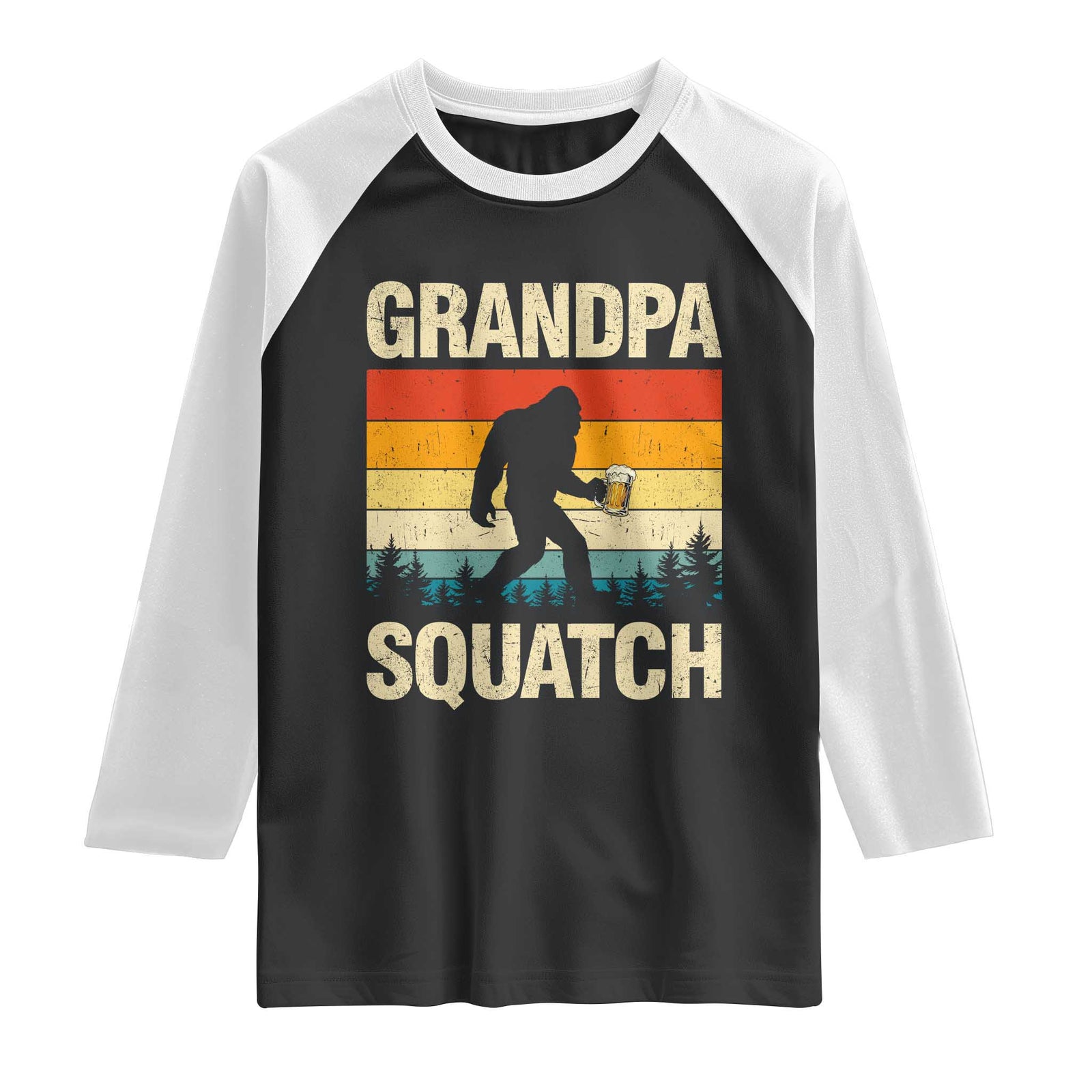 Grandpa Squatch Bigfoot Grandpa Sasquatch Yeti Family Grandpa Beer Bigfoot Loves Beer Bigfoot Sasquatch Beer Raglan Shirt