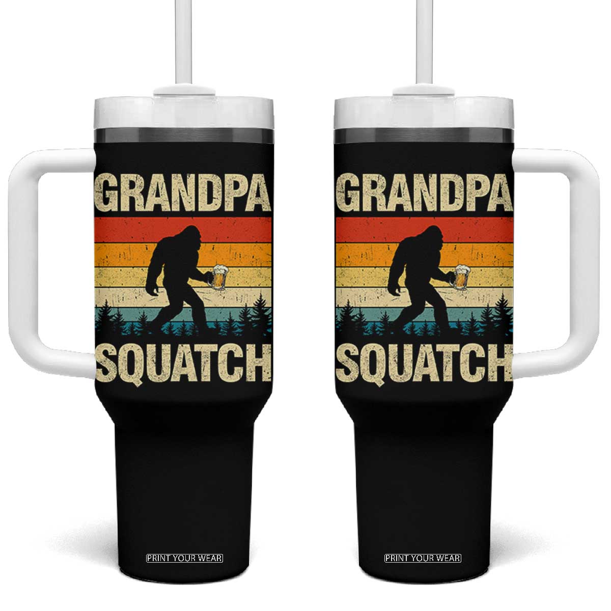 Grandpa Squatch Bigfoot Grandpa Sasquatch Yeti Family Grandpa Beer Bigfoot Loves Beer Bigfoot Sasquatch Beer Tumbler With Handle