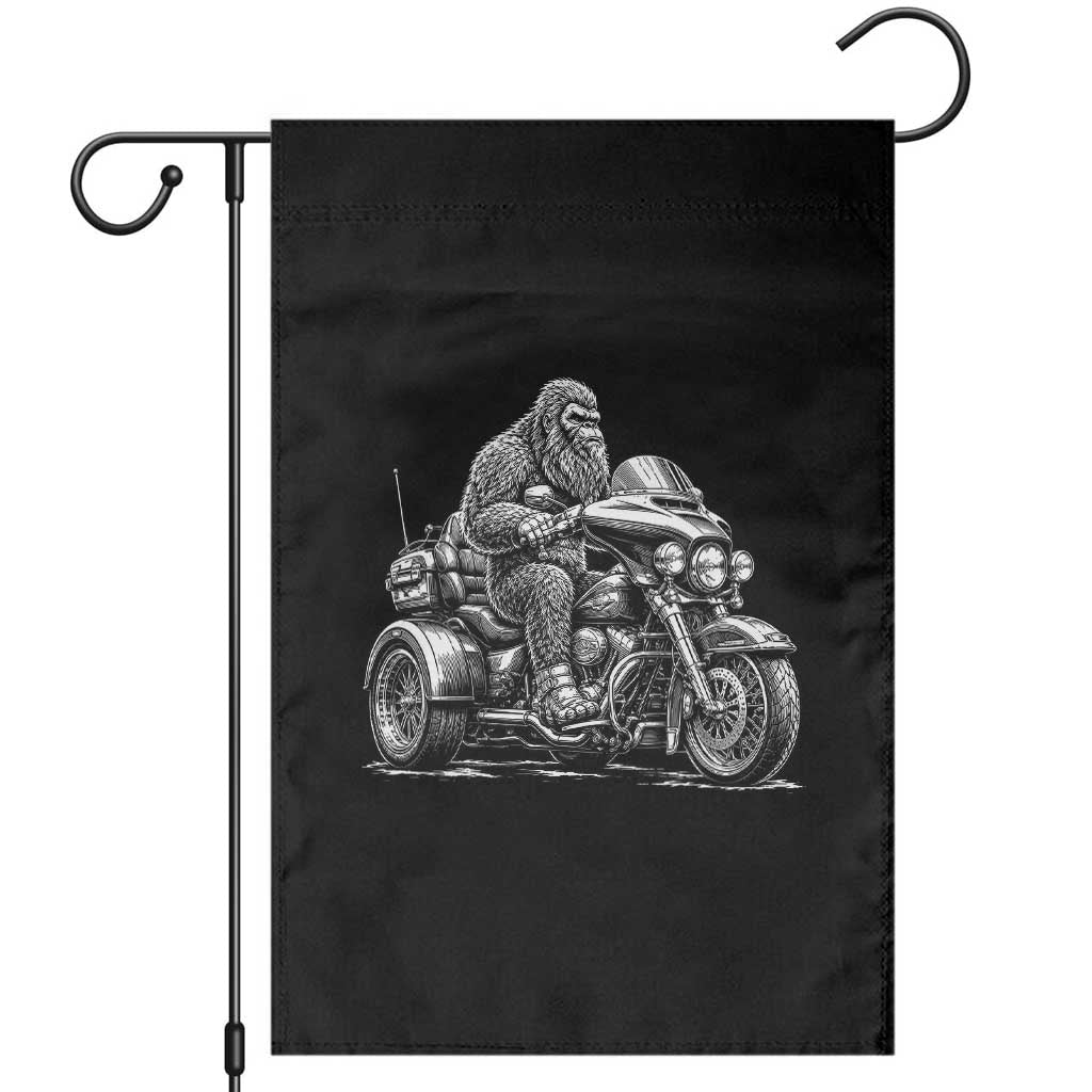 Bigfoot Riding Motorcycle Three Wheeled Trike Sasquatch Garden Flag