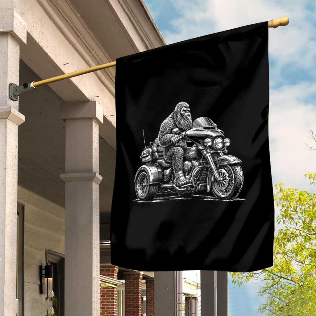 Bigfoot Riding Motorcycle Three Wheeled Trike Sasquatch Garden Flag