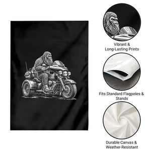 Bigfoot Riding Motorcycle Three Wheeled Trike Sasquatch Garden Flag