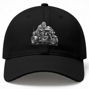 Bigfoot Riding Motorcycle Three Wheeled Trike Sasquatch Baseball Cap