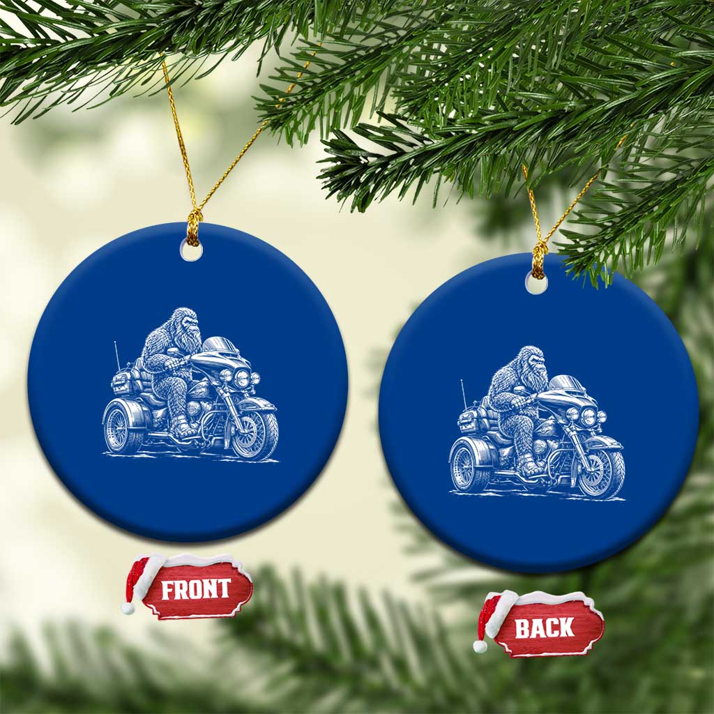 Bigfoot Riding Motorcycle Three Wheeled Trike Sasquatch Ceramic Ornament
