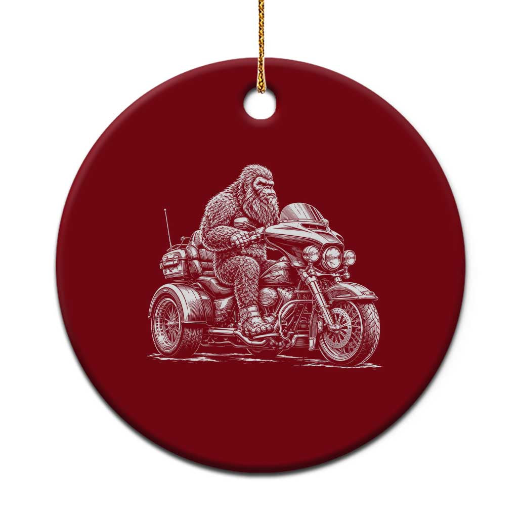 Bigfoot Riding Motorcycle Three Wheeled Trike Sasquatch Ceramic Ornament