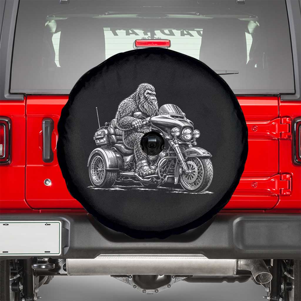 Bigfoot Riding Motorcycle Three Wheeled Trike Sasquatch Spare Tire Cover