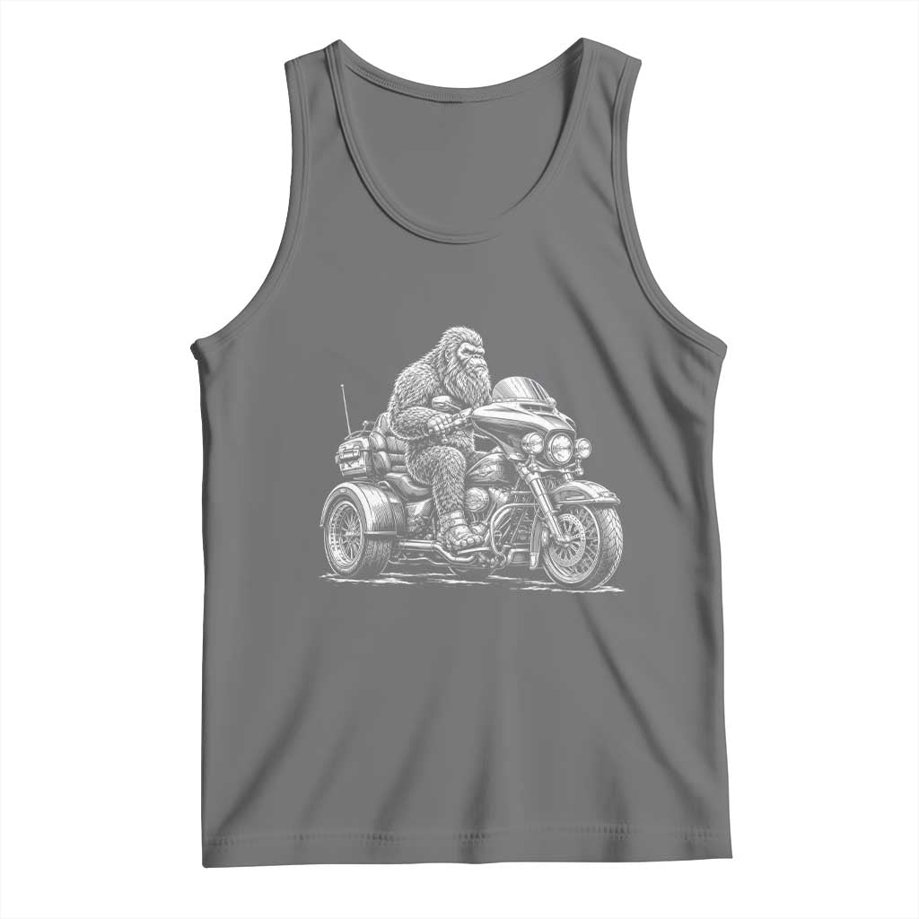 Bigfoot Riding Motorcycle Three Wheeled Trike Sasquatch Tank Top