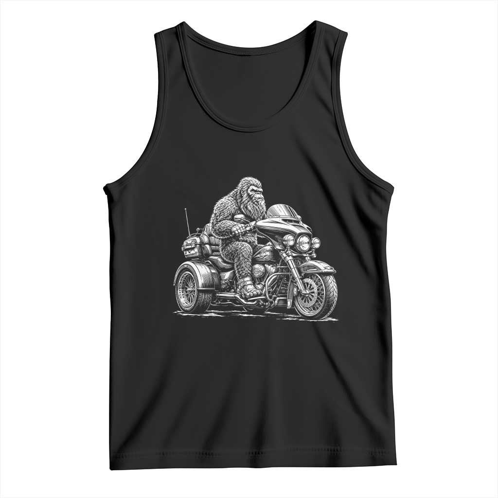 Bigfoot Riding Motorcycle Three Wheeled Trike Sasquatch Tank Top