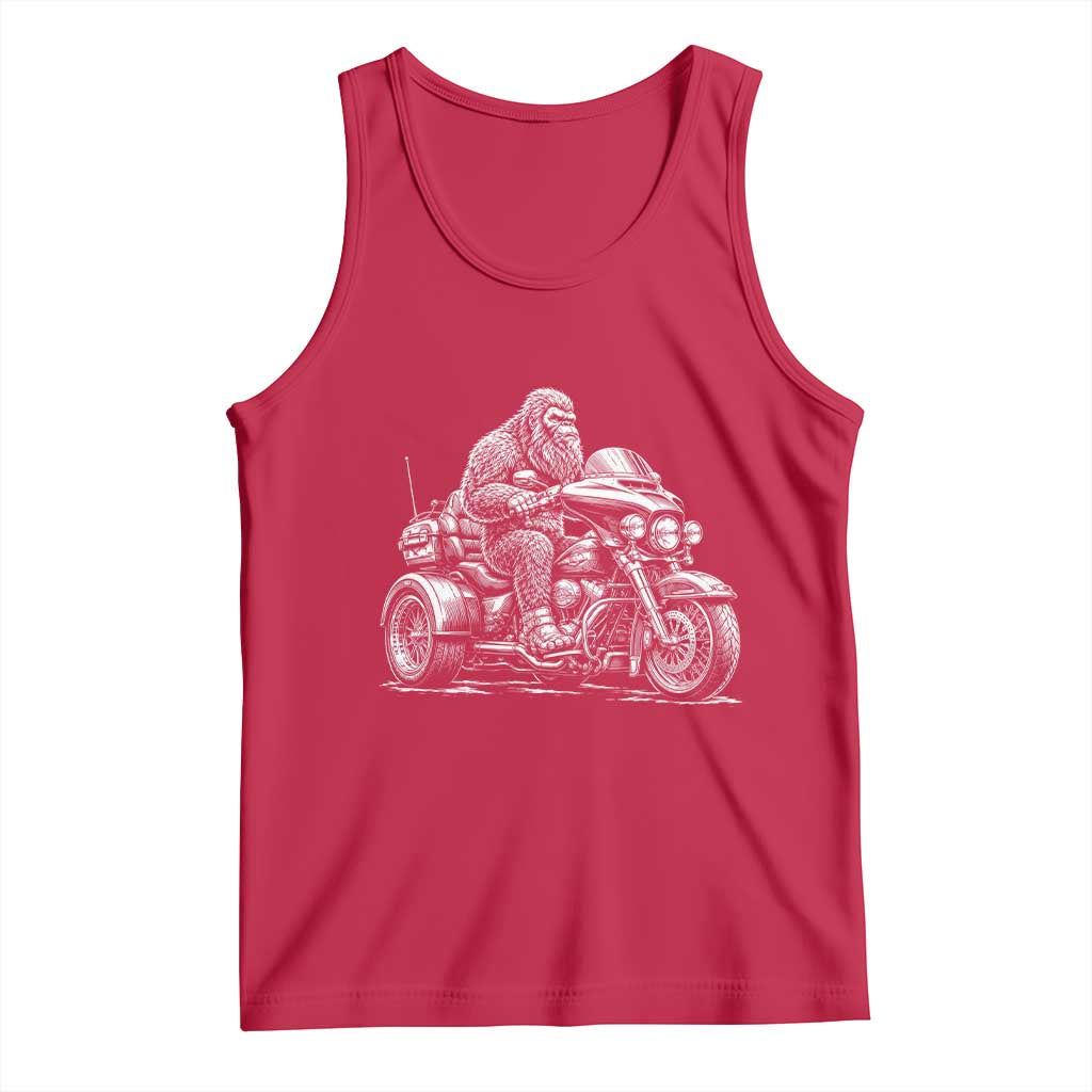 Bigfoot Riding Motorcycle Three Wheeled Trike Sasquatch Tank Top