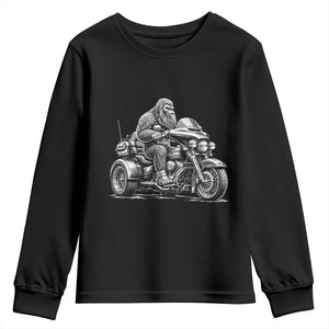 Bigfoot Riding Motorcycle Three Wheeled Trike Sasquatch Youth Sweatshirt
