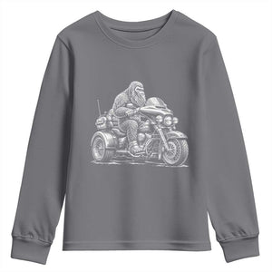 Bigfoot Riding Motorcycle Three Wheeled Trike Sasquatch Youth Sweatshirt