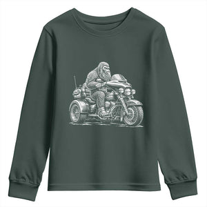 Bigfoot Riding Motorcycle Three Wheeled Trike Sasquatch Youth Sweatshirt