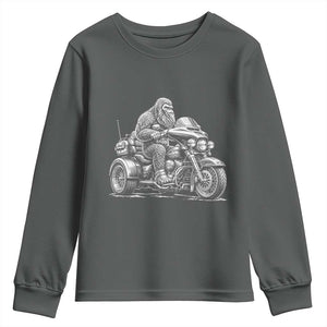 Bigfoot Riding Motorcycle Three Wheeled Trike Sasquatch Youth Sweatshirt