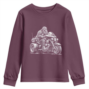 Bigfoot Riding Motorcycle Three Wheeled Trike Sasquatch Youth Sweatshirt