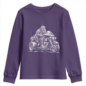 Bigfoot Riding Motorcycle Three Wheeled Trike Sasquatch Youth Sweatshirt