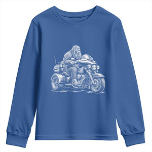 Bigfoot Riding Motorcycle Three Wheeled Trike Sasquatch Youth Sweatshirt